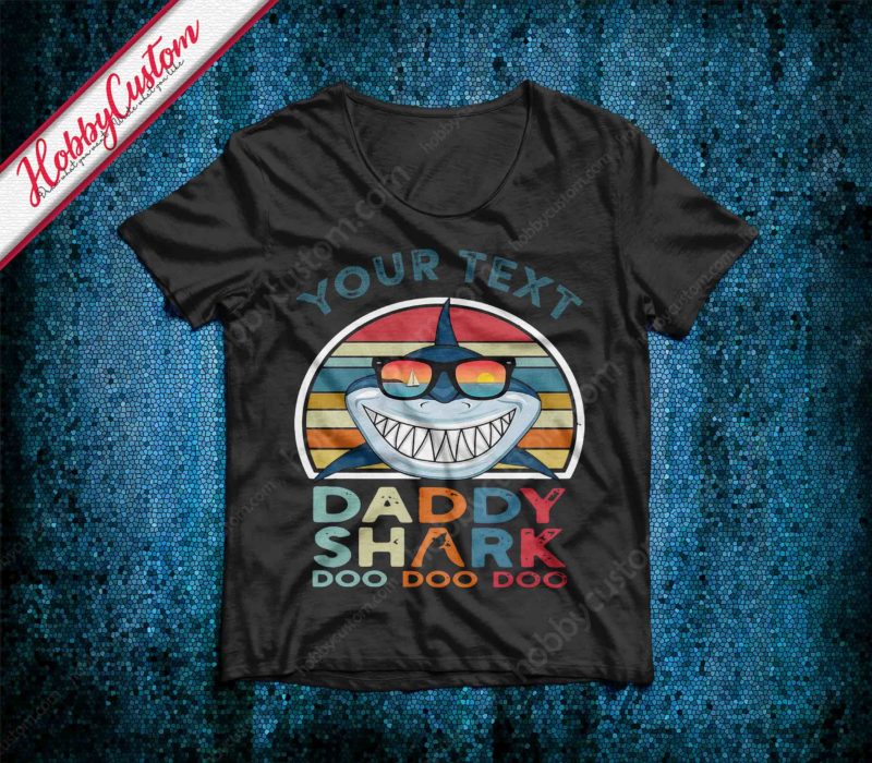 Gift father's day for daddy shark doo doo doo vintage styles customize t-shirt