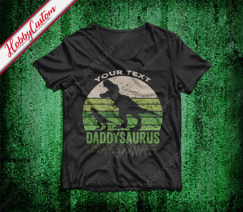 Father's day gift to daddysaurus vintage style customize t-shirt