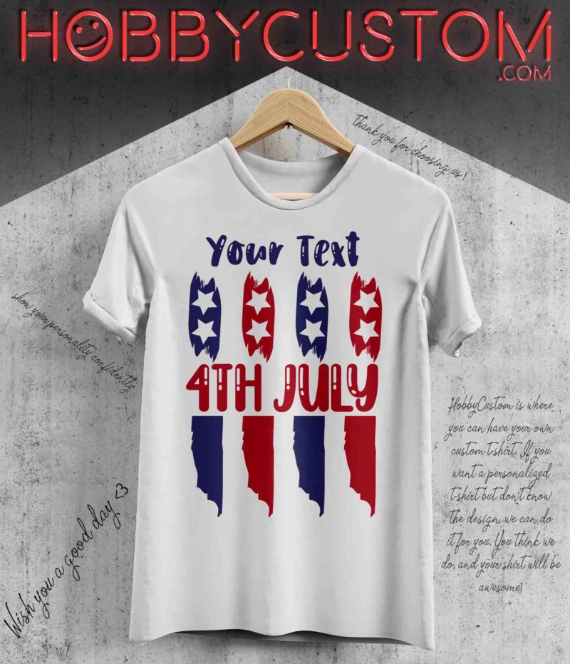 July 4 independence flag blue red stripe, customize t-shirt