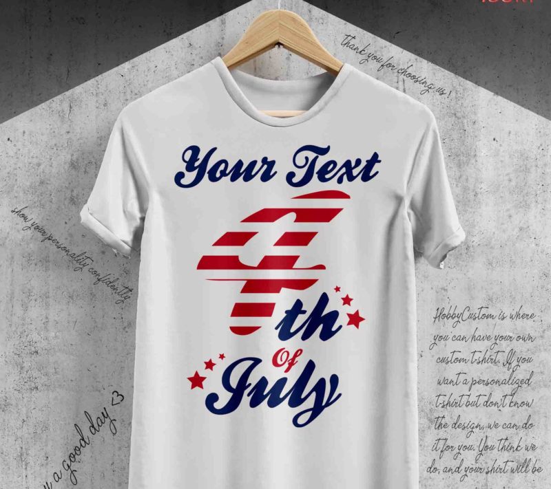 4th of july american flag, custom t-shirt